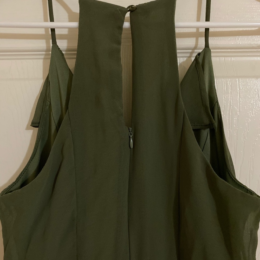 Olive Green Ruffle Dress - Picture 5 of 5